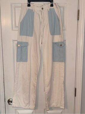 SHEIN White and Blue Pants
